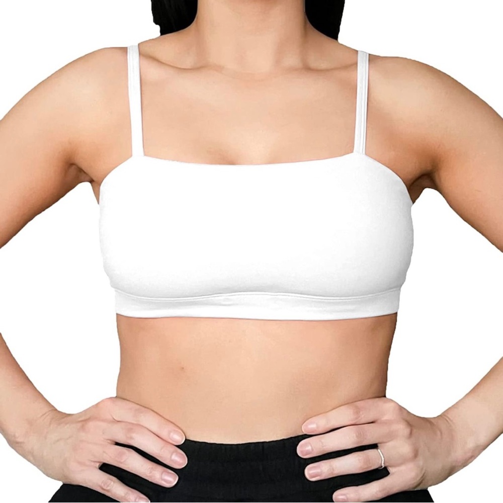 Aoxjox White Bandeau Sports Bras Training Running Yoga Crop Tank Top - Medium